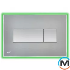 Кнопка керування Alca Plast з кольоровою пластиною (сталь матова) - світиться (зелений), фото 