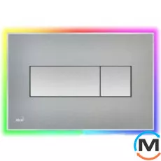 Кнопка керування Alca Plast з кольоровою пластиною (сталь матова) - світяться (райдуга), фото 