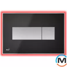 Кнопка керування Alca Plast з кольоровою пластиною (чорний – матовий) - світиться (червоний), фото 