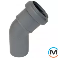 Коліно каналізаційне Valsir 100 45°, Вид каналізації: Внутрішня, Тип каналізації: Проста, Градус (град.): 45, Діаметр (мм): 100, Матеріал: Полівінілхлорид (ПВХ), фото 