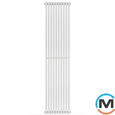 Трубчастий радіатор Betatherm Quantum 1 1800x485x104 мм вертикальний RAL9016 (білий), Підключення радіатора: Нижнє, Колір: Білий, Висота (мм): 1800, Глибина (мм): 485, Кількість секцій: 12, фото 