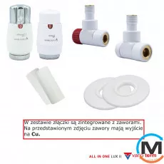Комплект термостатичний Vario Term LUX II All In One кутовий (PEX) White, фото 