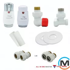 Комплект термостатичний Vario Term MASTER All In One кутовий лівий (Cu) White, фото 