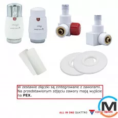 Комплект термостатичний Vario Term QUATTRO All In One кутовий правий (PEX) White, фото 