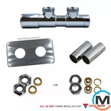 Комплект Vario Term TWINS REGULATED All In One кутовий лівий (Cu) White, фото 