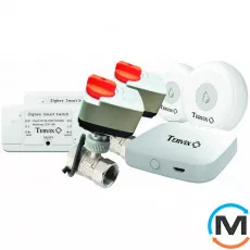 Система захисту від потопу для розумного будинку Tervix Premium ZigBee Water Stop на 2 труби 3/4", Варіант: з двома кранами, Діаметр різьблення: 3/4", фото 