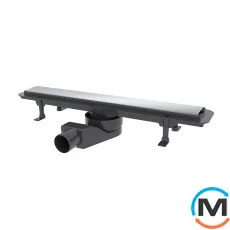 Душовий канал Waterway Stream 600 корпус чорний 2-стороння решітка нержавійка/плитка, Колір: Чорний, Довжина (мм): 595, Ширина (мм): 108, Матеріал: Метал, пластик, фото 