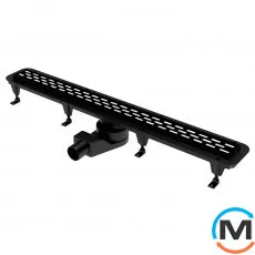 Душовий канал Waterway Stream 900 корпус чорний грати Old Line чорна, Колір: Чорний, фото 