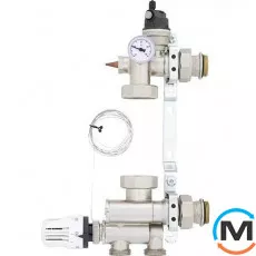 Смесительный узел 1" Tervix Pro Line для теплых полов без насоса с управлением термоголовкой, фото 