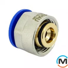 Резьбозатискне з'єднання Rehau Rautitan для труб flex/his/pink 20, Тип різьблення: Внутрішня, Діаметр різьблення: 3/4", Модифікація: для труб flex/his/pink 20, Діаметр (мм): 20, Робочий тиск (бар): 10, Матеріал: Латунь оцинкована, фото 