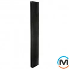 Радіатор Betatherm Quantum 2 1800*285 (Чорний RAL 9005M, підк. №99), Підключення радіатора: Нижнє, Колір: Чорний, Висота (мм): 1800, Глибина (мм): 85, Кількість секцій: 7, фото 