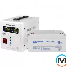 Комплект резервного живлення для котла LogicPower 500 + мультигелева батарея 900 Ватт, Потужність, VA/W: 500/350, Ємність, Ah: 65, фото 