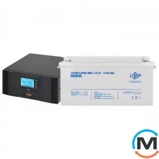 Комплект резервного живлення LogicPower B1500 + мультигелева батарея 1800 Ватт, Ємність, Ah: 150, фото 