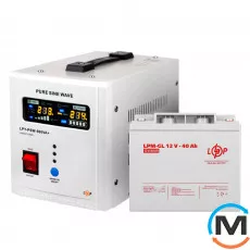 Комплект резервного живлення для котла LogicPower ДБЖ + гелева батарея (UPS 500 + АКБ GL 520W), фото 