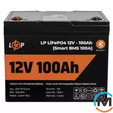 Акумулятор LogicPower LiFePO4 12V (12,8V) - 100 Ah (1280Wh) (Smart BMS 100А) з BT пластик для ДБЖ, фото 