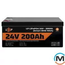 Акумулятор LogicPower LiFePO4 24V (25,6V) - 200 Ah (5120Wh) (Smart BMS 100А) з BT пластик для ДБЖ, фото 