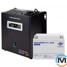 Комплект резервного живлення для котла LogicPower ДБЖ + мультигелева батарея (UPS A500VA + АКБ MG 330W), фото 