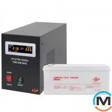 Комплект резервного живлення для котла LogicPower ДБЖ + гелева батарея (UPS B1000VA + АКБ GL 2700W), фото 