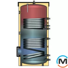Meibes SSH 401: бівалентний бак ГВП зі знімною теплоізоляцією, Об'єм (л): 400, Виконання: Вертикальний, Кількість змійовиків: 2, фото 