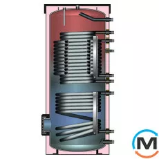Meibes SSH-plus 801 бівалентний бак ГВП із збільшеною площею змійовика, Об'єм (л): 800, Виконання: Вертикальний, Кількість змійовиків: 3, фото 