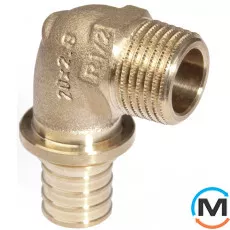 Куточок Rehau Rautitan RX із зовнішнім різьбленням 32-R 3/4, Варіант: Звичайний, Тип різьблення: Зовнішня, Діаметр різьблення: 3/4", Діаметр (мм): 32, Робочий тиск (бар): 10, Матеріал: Латунь оцинкована, фото 