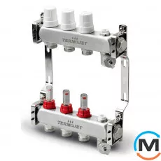 Коллектор Termojet с расходомерами для теплого пола из нержавеющей стали на 2 контура, фото 