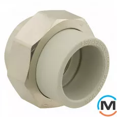 Американка ASG 20x1/2" вн. ППР (Сірий), Тип різьблення: Внутрішня, Діаметр різьблення: 1/2", Колір: Сірий, Діаметр (мм): 20, фото 