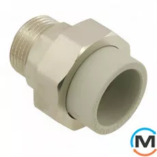 Американка ASG 20x1/2" зв. ППР (Сірий), Тип різьблення: Зовнішня, Діаметр різьблення: 1/2", Колір: Сірий, Діаметр (мм): 20, фото 