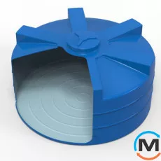 Місткість накопичувальна Євро Пласт харчова Низька Ø 1000*850 2-ш. синя 500 л. вертикальна, фото 