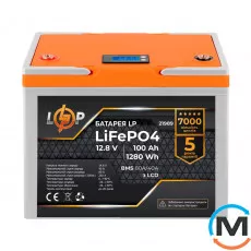Акумулятор LogicPower LiFePO4 LCD 12V (12,8V) – 100 Ah (1280Wh) (BMS 80A/40А) пластик, фото 