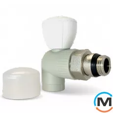 Кран радіаторний ППР (Сірий) кутовий 20х1/2" з гумкою ASG., фото 