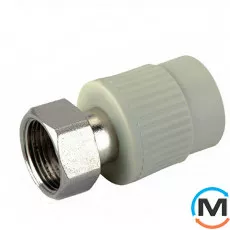 Патрубок з накидною гайкою ASG 25х1/2" ППР (Сірий), Діаметр різьблення: 1/2", Діаметр (мм): 25, фото 