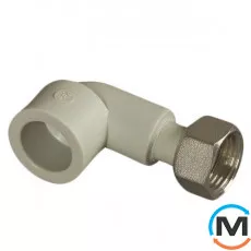 Коліно ППР (Сірий) з накидною гайкою пластиковий шток 20х1/2" ASG, фото 