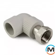 Колено 90* переход. пласт. с накид. гайкой ASG 25х1/2 ППР (Серый), Диаметр резьбы: 1/2", Цвет: Серый, Диаметр (мм): 25, фото 