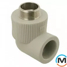 Колено ASG из металл. наружной резьбой 20х3,4" ППР (Серый), Тип резьбы: Наружная, Диаметр резьбы: 3/4", Диаметр (мм): 20, фото 