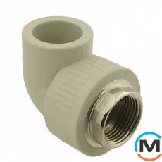 Коліно ASG із метал. внутрішнім різьбленням 32х3/4" ППР (Сірий), Тип різьблення: Внутрішня, Діаметр різьблення: 3/4", Діаметр (мм): 32, фото 