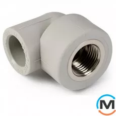 Коліно ASG із метал. внутрішнім різьбленням 25х1/2" ППР (Сірий), Тип різьблення: Внутрішня, Діаметр різьблення: 1/2", Діаметр (мм): 25, фото 