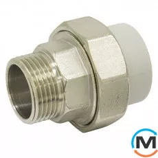 Американка ППР ASG 40x5/4" ЗР (Білий), Тип різьблення: Зовнішня, Діаметр різьблення: 1 1/4", Колір: Білий, Діаметр (мм): 40, фото 