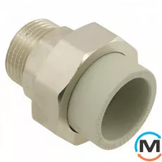 Американка ASG 50x6/4" зв. ППР (Сірий), Тип різьблення: Зовнішня, Діаметр різьблення: 6/4", Колір: Сірий, Діаметр (мм): 50, фото 