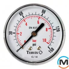 Манометр Tervix Pro Line 63 0-6 бар 1/4" акс., Виконання: Аксіальний (Осьовий), Робочий тиск (бар): 6, Діаметр корпусу (мм): 63, фото 