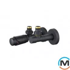 Комплект дизайн кранів ARTTIDESIGN з термоголовкою 1/2” x 1/2” чорний матовий, Колір: Чорний, фото 