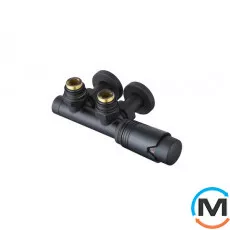 Термостатичний комплект ARTTIDESIGN для нижнього підключення 1/2 50мм "БІНОКЛЬ" чорний матовий, Колір: Чорний, фото 