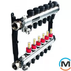 Распределитель TECE HKV 8 из ротометрамы, 1 "(нерж. Сталь), Количество выходов: 8, Тип коллектора: С расходомерами, Диаметр вход/выход: 1", Диаметр подводов: 3/4", Резьба подводов: Евроконус, Материал коллектора: Нержавеющая сталь, фото 