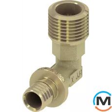 Уголок TECE 90 °, с наружной резьбой 14 х 1/2 ", Вариант: Обычный, Тип резьбы: Наружная, Диаметр резьбы: 1/2", Исполнение: Короткий, Диаметр (мм): 14, Рабочее давление (бар): 10, Материал: Латунь, фото 