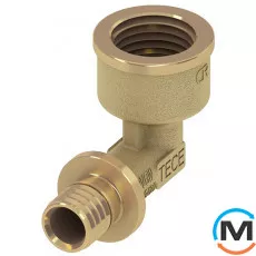 Уголок TECE 90 °, с внутренней резьбой 14 х 1/2 ", Вариант: Обычный, Тип резьбы: Внутренняя, Диаметр резьбы: 1/2", Исполнение: Короткий, Диаметр (мм): 14, Рабочее давление (бар): 10, Материал: Латунь, фото 