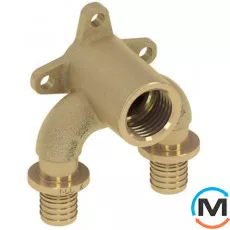 Двовивидний Уголок TECE настенный, удлиненный, с внутренней резьбой 16х1 / 2 "х16, Вариант: Проходной, Тип резьбы: Внутренняя, Диаметр резьбы: 1/2", Исполнение: Удлиненный, Диаметр (мм): 16, Рабочее давление (бар): 10, Материал: Латунь, фото 