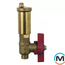 Автоматичний відвідник повітря Afriso 3/8" solar + вентиль кульовий, Варіант: З краном, Діаметр різьблення: 3/8", Виконання: Прямий, Матеріал: Латунь, фото 