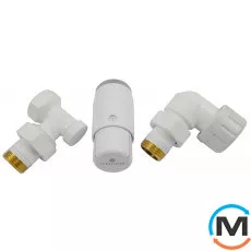 Комплект термостатичний Schlosser standart mini, білий, осьовий лівий, Діаметр різьблення: 1/2", Виконання: Торцевий лівий, Колір: Білий, Нульове становище: Ні, Приєднання: М30х1,5, фото 