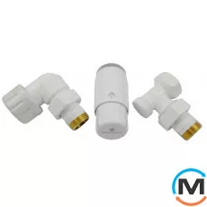Комплект термостатичний Schlosser standart mini, білий, осьовий правий, Діаметр різьблення: 1/2", Виконання: Торцевий правий, Колір: Білий, Нульове становище: Ні, Приєднання: М30х1,5, фото 