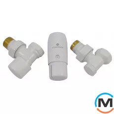 Комплект термостатичний Schlosser standart mini, білий, кутовий, Діаметр різьблення: 1/2", Виконання: Кутовий, Колір: Білий, Нульове становище: Ні, Приєднання: М30х1,5, фото 